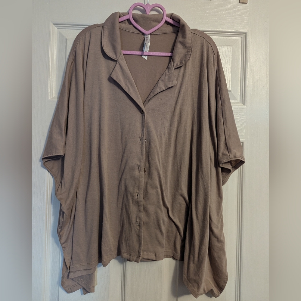 Flora Nikrooz Solid Knit Caftan Pajama Top EUC